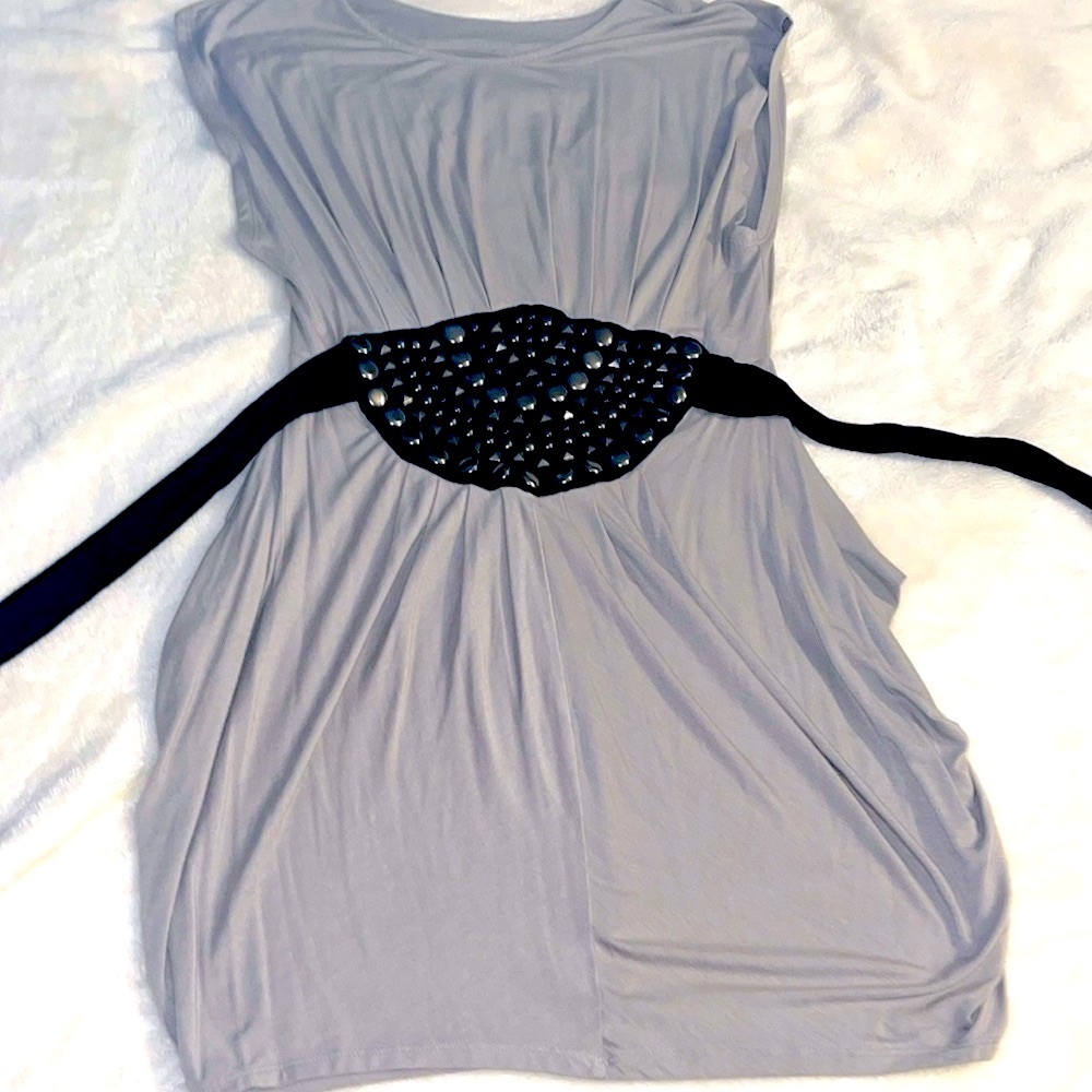 Bebe Y2k gray studded party top Small